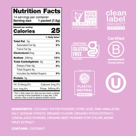 Cure Hydration | Plant-Based Electrolyte Drink Mix | No Added Sugar | FSA-HSA | Dehydration Relief Powder Made with Coconut Water | Non-GMO | Vegan | Pouch of 14 Packets - Watermelon