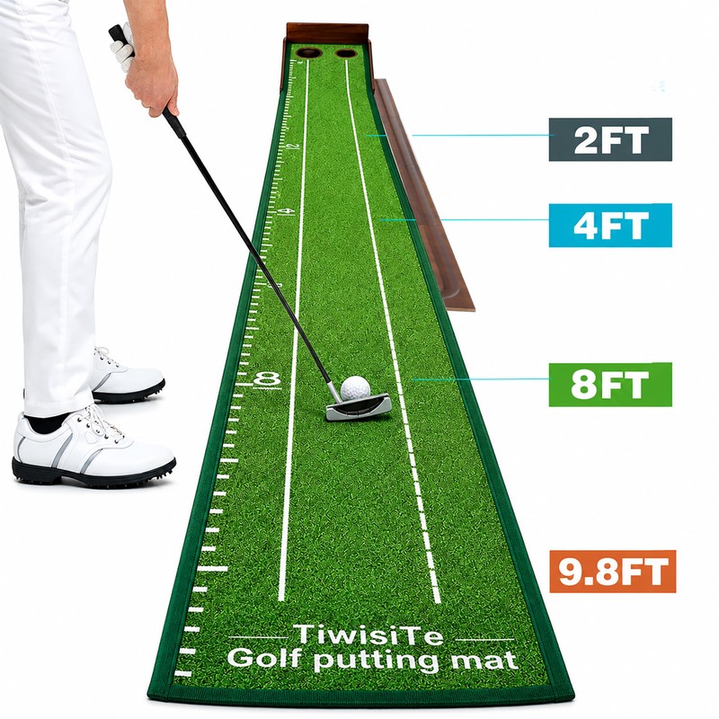 TiwisiTe Putting Green Indoor, 9.8 FT Golf Mat with Automatic