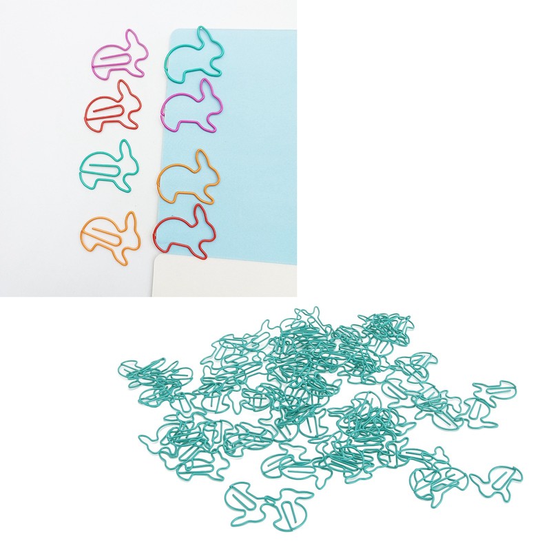 100pcs Paper Clips Prevent Slip Cute Rabbit Shaped Decorative Bookmark