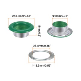 QUARKZMAN 300 Set Eyelet Set Metal Eyelets 8mm 3/10" Hole Tiny Grommets with Washers for Shoes Clothes Belt Pendant Bag Fabric Leather DIY Project Green