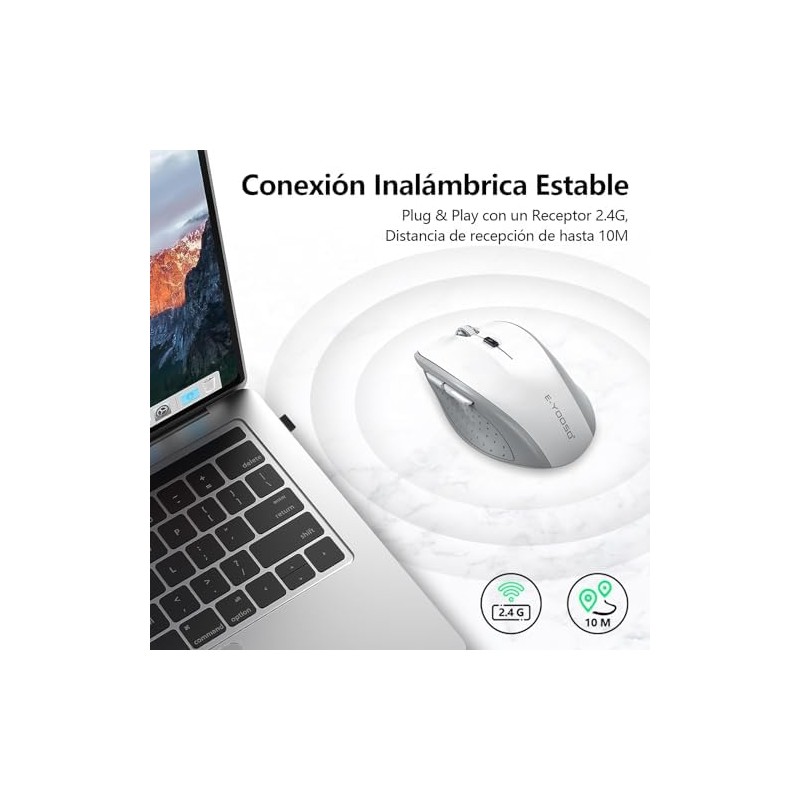 TERPORT F11 Mouse Inalámbrico 2.4 G, Ratón Ergonómico de 4800