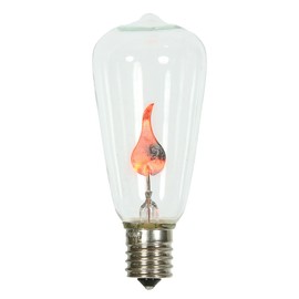 Vickerman ST40 Incandescent Clear Flicker Flame E17 Medium Base Bulb, Brass Base, UL, 120V, 1 Watt/Bulb 10 Pack