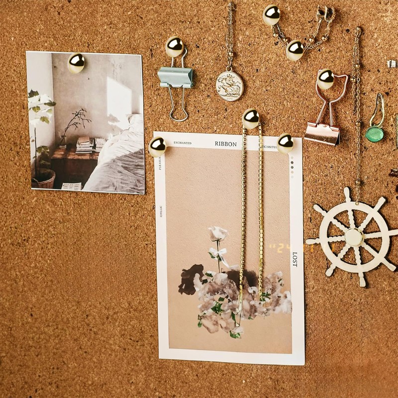 Premium Gold Thumb Tacks, Extra Long Push Pins for Heavy