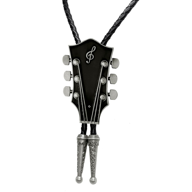 Moranse Bolo Tie With Guitar Music Lover Design Cowboy and
