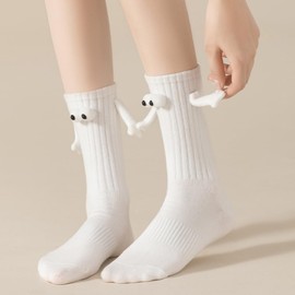 OMGAME Funny Hand Holding Socks for Boyfriend, Couples, and Best Friends - Unique Gift Idea (White&Black)