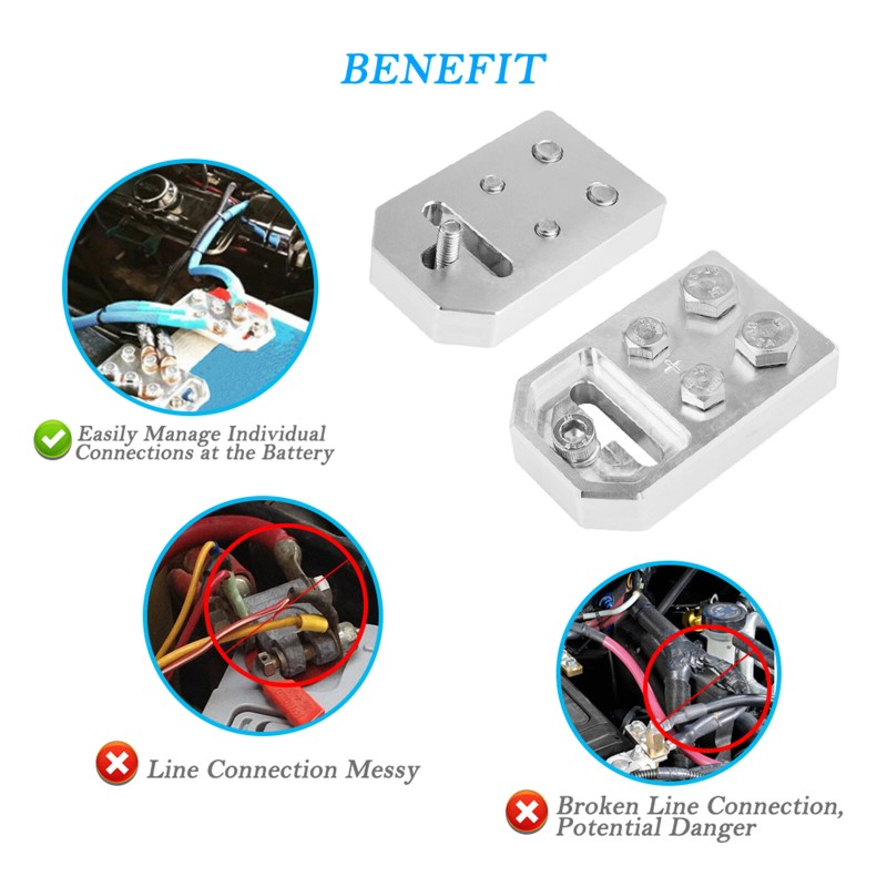 BEVINSEE Pair Car Audio 4 Spot Flat Battery Terminals Bolt