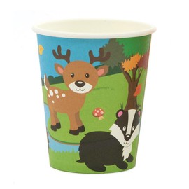 Baker Ross FX159 Woodland Animals Party Cups - Pack of 10, Disposable Paper Cups, Kids Party Table Decoration, Birthday Party Supplies, Party Cups