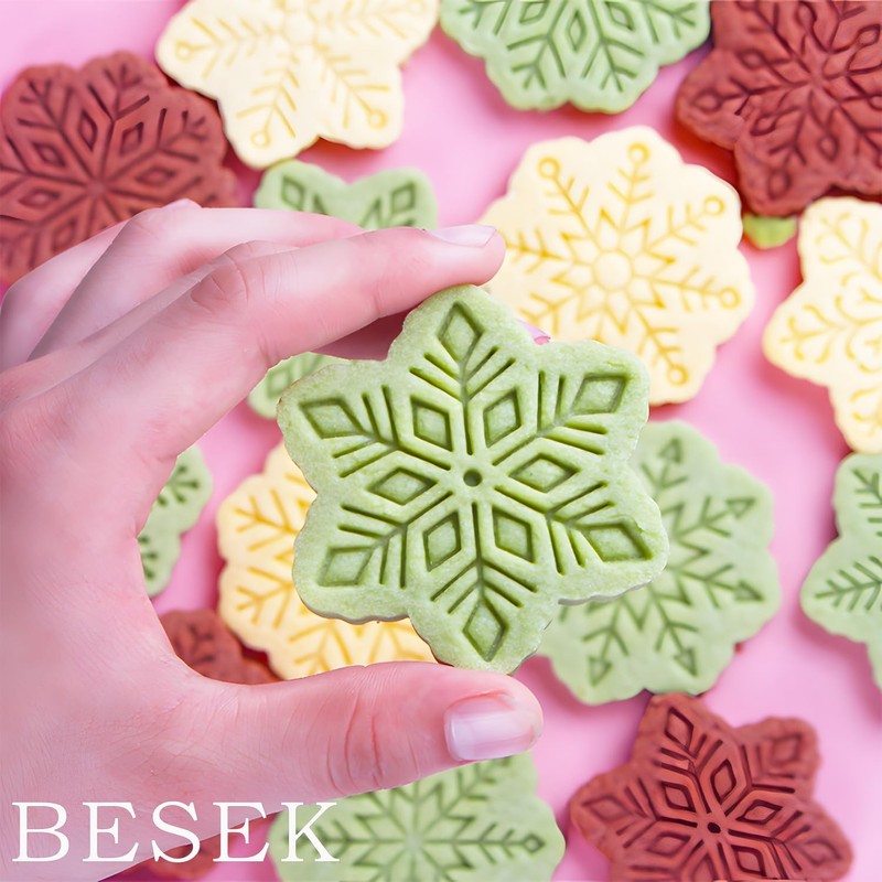 BESEK Christmas Cookie Cutters: 9 pcs Winter Snowflake Cookie Cutters
