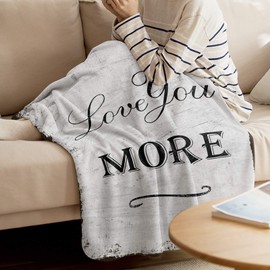 Valentines Throw Blanket Love You More Valentine's Day Blanket Soft Lightweight Bed Blanket Simple Words Retro Wood Grain Blanket for Anniversary Birthdays Valentines Gifts All Season Use 40" x 60"
