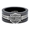 Harley-Davidson Men's Ring, Bar & Shield Steel Cable Band, Black