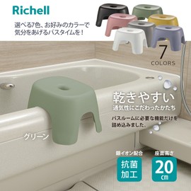 Richell 101653 Bath Chair, Hayuru Sit, TL 20H, Green, 7.9 inches (20 cm), Made in Japan, Antibacterial, Bathroom, Bathroom, Elevated, Nursing, Mildew, Stylish, Magnet, Nursing, Hanging, Clear,