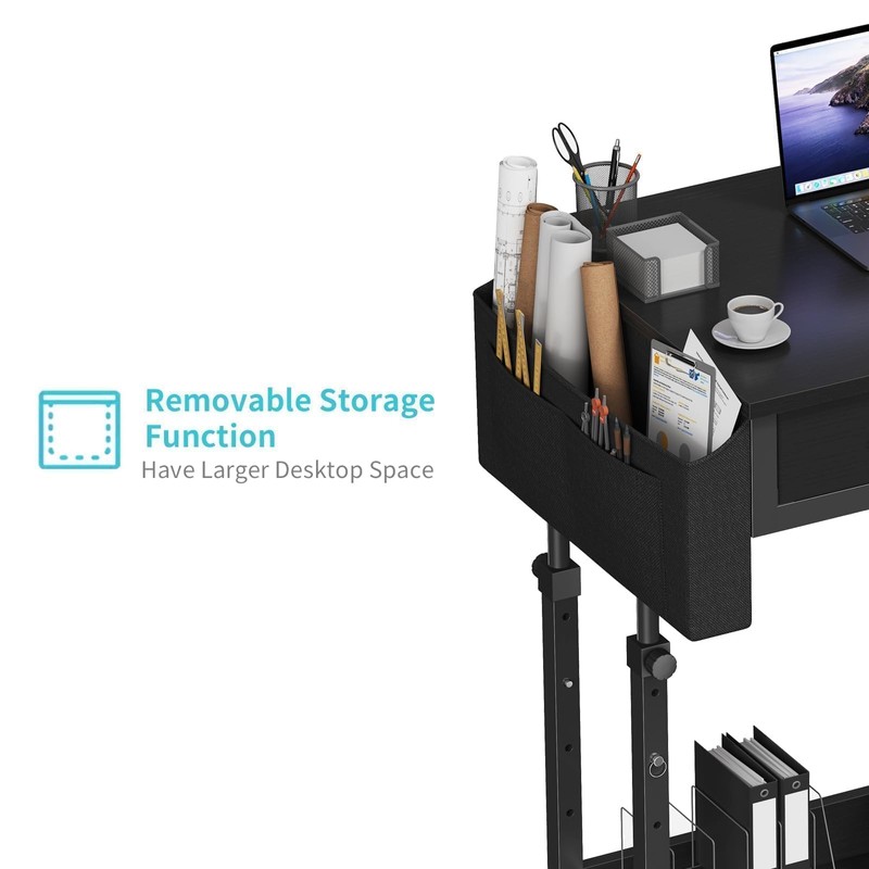 Small Portable Rolling Standing Desk - 32 Inch Adjustable Mobile