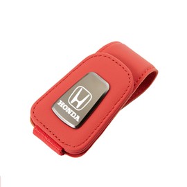 Hunesuru Car Sun Visor Glasses Clip, Suitable for Honda, Leather Car Glasses Clip, Sunglasses Storage, Suede Material, Card Storage Clip, Aesthetic, Simplicity, Easy Installation, Red