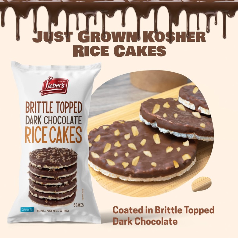 LIEBERS Thin Chocolate Rice Cakes, Kosher Certified Dairy and Dairy