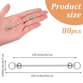 Sibba 80 Pcs Beadable Keychain Making Kit, Metal Sliver Blank Keychains Bars Bulk Blank Creative Cute Keychains Charmful Beaded Keychain Pendant Making Kit Supplies for DIY Crafts Jewelry Gift