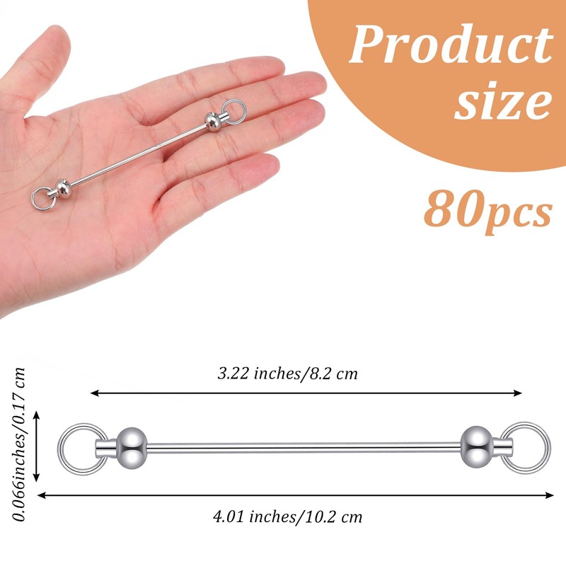 Sibba 80 Pcs Beadable Keychain Making Kit, Metal Sliver Blank