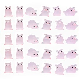 MGBISYI 30Pcs Mini Resin Luminous Pig Ornaments Car Keys Mini Resin Piggy Figures Ornament Miniature Garden Pigs Figurines Car Mini Resin Animals Figures Ornament