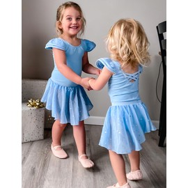 Zaclotre Girls Ballet Leotards with Removable High Low Skirt Toddler Ruffle Sleeve Hollow Back Dance Outfit Combo