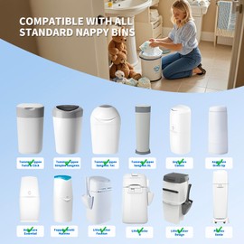 PESLNG Litter Locker Nappy Bin Refill Cassettes, Compatible with Angelcare, Tommee Tippee, Octagonal Nappy Bin, Pack of 12