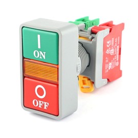 WITTKOWARE 22 mm built-in double button, IP65, NC/NO, ON green/lighting/off red