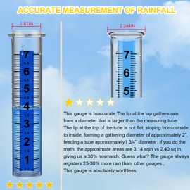 Ricihene Rain Gauge, 7" Freeze Proof rain Gauge Outdoor Best Rated, Rain gauges for Yard with Stake,Large Clear Numbers and Adjustable Height -Decorative rain Measure Gauge for Garden, Deck, Lawn