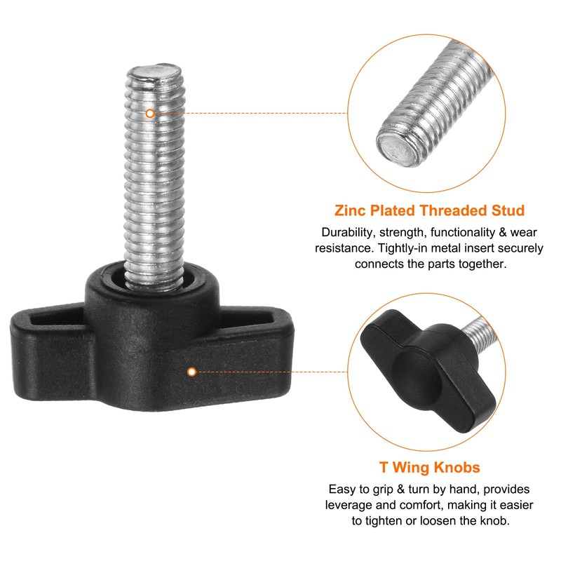 QUARKZMAN 20pcs T Wing Knobs Thumb Screws M6x20mm Standard Male