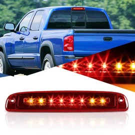 Auto Dynasty LED Rear High Mount 3rd Third Tail Brake Stop Light Cargo Lamp Compatible with Dodge Dakota 97-07, Chrome Housing Red Lens