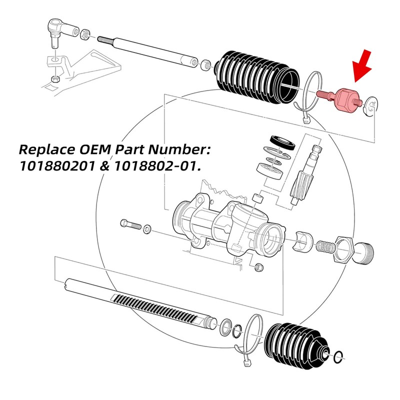 Roykaw Golf Cart Inner Ball Joint and Nut Steering Rack