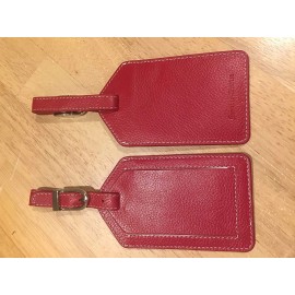 DJNY Genuine Leather Luggage Tag (set of 2) Red