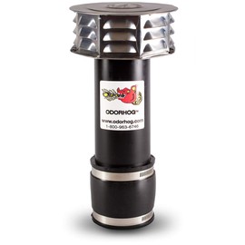 OdorHog Metal Cap Clamp On Vent Stack Pipe Filter 3", Black ABS, Removes Outdoor Septic and Sewer Odor Problems