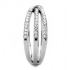 YourJewelleryBox Silver ladies ring crossover simulated diamonds stainless steel DA124