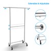 Simple Trending Double Rod Clothing Garment Rack, Rolling Clothes Organizer