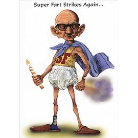 Sellers Publishing RSVP Super Fart Strikes Again Masculine Funny : Humorous Over the Hill Insult Birthday Card for Him : Man : Men