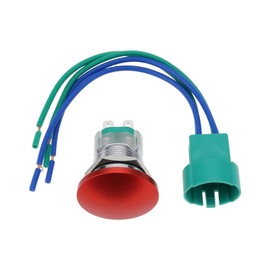 EMSea 22mm Mushroom Head Push Button 12V 10A Waterproof SPST Switch with Wire Red