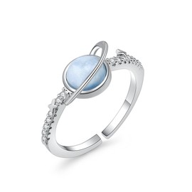 TGDSV Adjustable Moonstone Rings For Women Dainty Saturn Ring 925 Sterling Silver Rings Jewelry