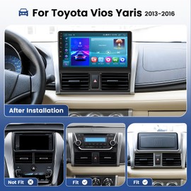 [2G+64G] Android 15 Car Radio Stereo for Toyota Vios Yaris 2013-2016, Wireless Carplay Android Auto DSP 5G WiFi, 10.1 inch Touch Screen Car Radio Bluetooth GPS FM RDS +Free AHD Backup Cam