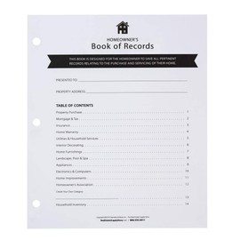 Homeowner's Book of Records Binder, Organize Household Receipts and Home Repair Record Keeping (Navy)