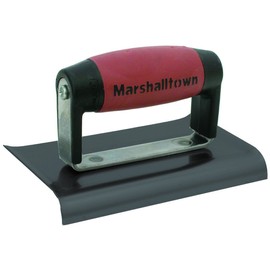 MARSHALLTOWN The Premier Line 121BD 6-Inch x 3-Inch Blue Steel Edger-Curved Ends 1/2-Inch Radius, 5/8-Inch Lip-DuraSoft Handle