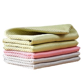 BOOMJOY Microfiber Glass Cleaning Cloths, Towels for Windows,Mirrors, Stainless Steel, Lint Free, Streak Free, Super Water Absorption, 5 Pack