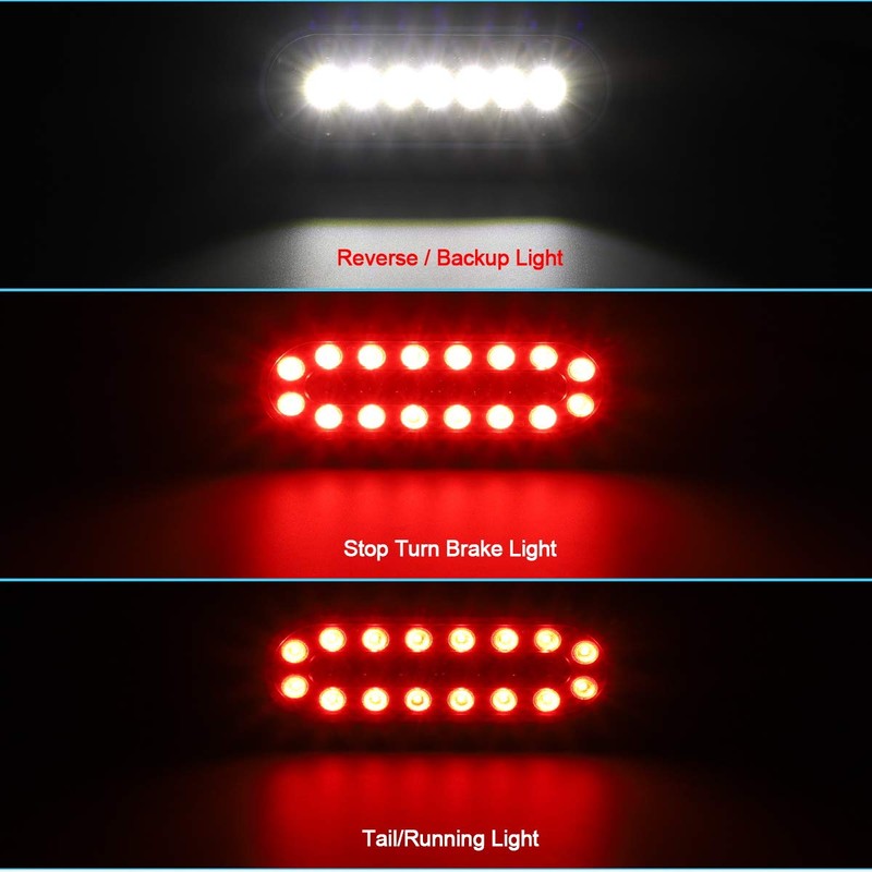 Partsam 2Pcs 6.3 inch Oval Led Stop Turn Tail Lights