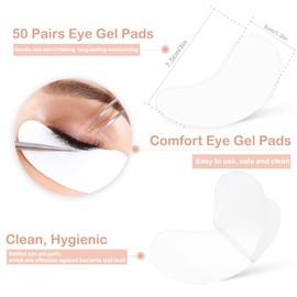 Eye Gel Pads, 50 Pairs Lint Free Eyelash Patches, Under Eye Gel Pads for Pro Salon and Individual Eyelash Extension (Pink)
