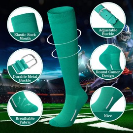 Haysandy Baseball or Softball Sock and Belt Combo Set 3 Football Baseball Socks with Softball Belt for Kids Youth Adult(Medium,Teal)