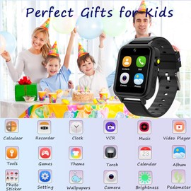 Kids Smart Watch for Boys Girls, Smart Watch for Kids with Pedometer 22 Puzzle Games Camera Video Music Player Alarm Clock Calculator 12/24 hr Flashlight Educational Gifts Toys for Ages 4-12 Years