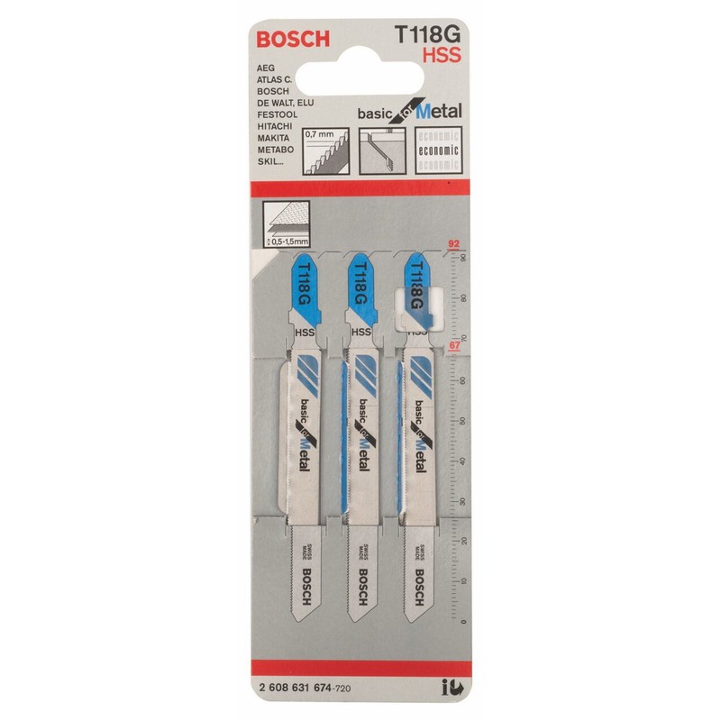 Bosch T-118G/3 Jigsaw Blade for Metalworking, Set of 3