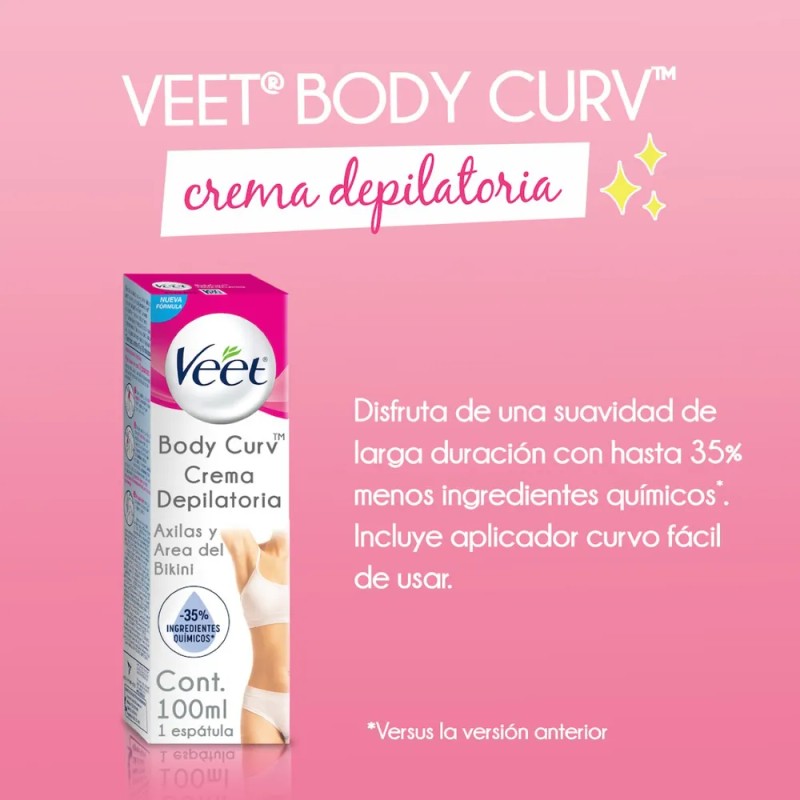 Veet Bodycurv Crema Depila Áxilas Y Bikini Piel Sens 100ml
