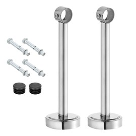 sourcing map 2Set Ceiling Mount Bracket Fit 1.02inch Pipe, Stainless Steel Curtain Rod Holder Closet Rod Holders for Wardrobe Bathroom Curtain Pipe, 9.84inch Length
