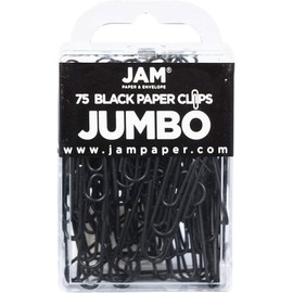 JAM PAPER Clips de papel gigantes coloridos – Grande de 50,8 mm – Clips negros – 75 unidades