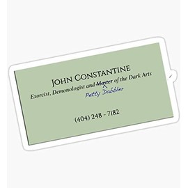 John Constantine's Business Card - Pack of 3 Stickers - Auto, Wall, Laptop, Cell, Truck Sticker for Windows, Cars, Trucks