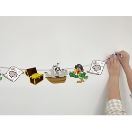 AK Giftshop Pirate Mix Bunting Party Decorations - 12pcs / 2.5m Ribbon
