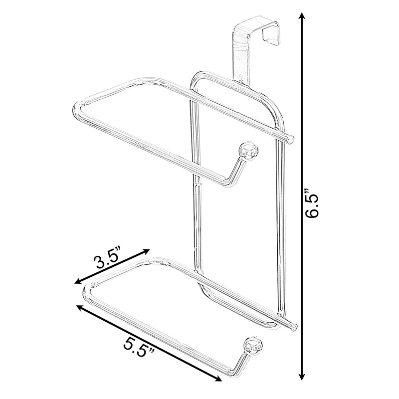 Basicwise Over-The-Side Tank Double Toilet Paper Holder Compact Modern Bathroom